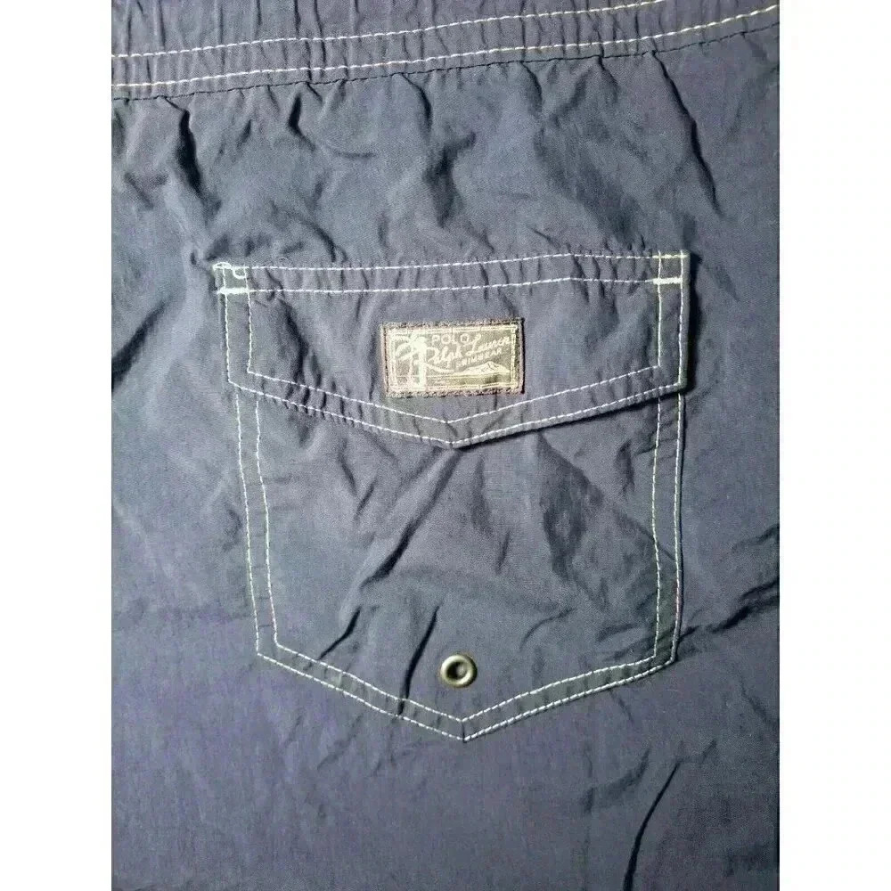 Vintage Polo Ralph Lauren Swim Trunks Mens XXL Navy Blue Bathing Suit Shorts - Picture 5 of 10
